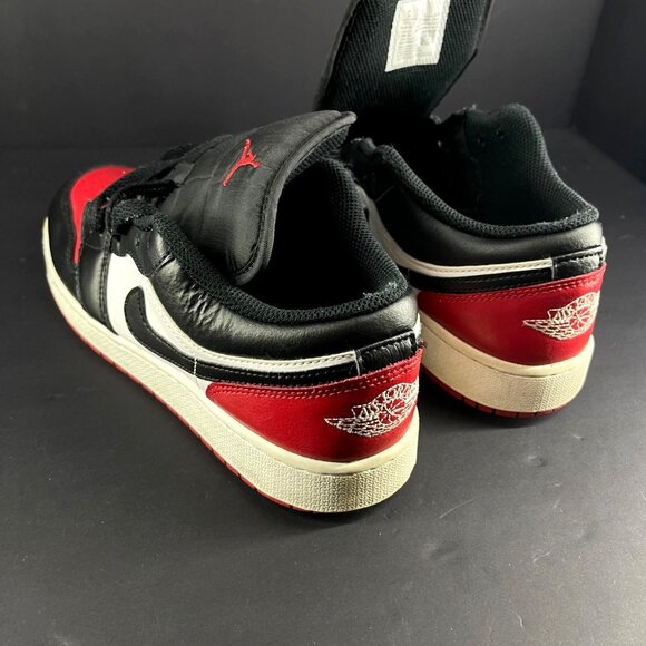 Nike Air Jordan 1 Low Black/Red/White Sneakers Size 7Y Basketball Shoes - Picture 3 of 7